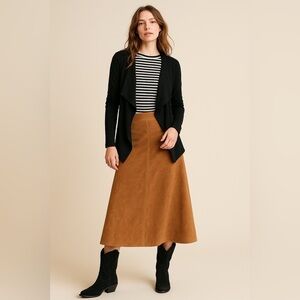 Worthington Black Waterfall Open Cardigan Lightweight Asymmetric 3/4 Sleeve